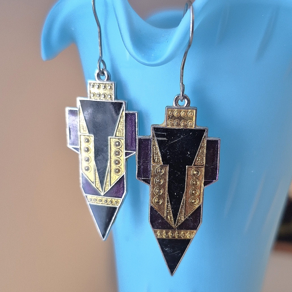 Art Deco Style Earrings And Brooch Set
